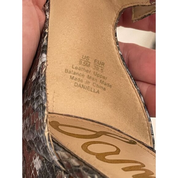 Sam Edelman Daniella Dusty Blue Snake Block Heel Sandal Anklet Open Toe Size 9.5 - Picture 9 of 9